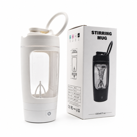Bouteille Shaker Électrique VX90, 630 ml, 9000 Tr/Min, 1200 mAh, Tritan, Base Amovible, Mélange Automatique, Blanc
