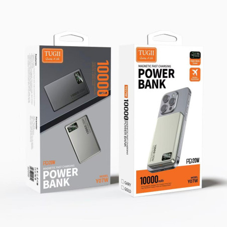 Power Bank Magnétique Sans Fil 10000mAh Charge Rapide PD 20 W TUGII-Y07W - Gris
