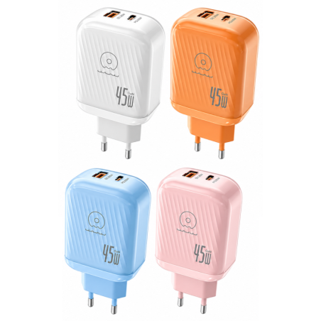Adaptateur Secteur USB & Type-C 45W WUW-C298 - Blanc