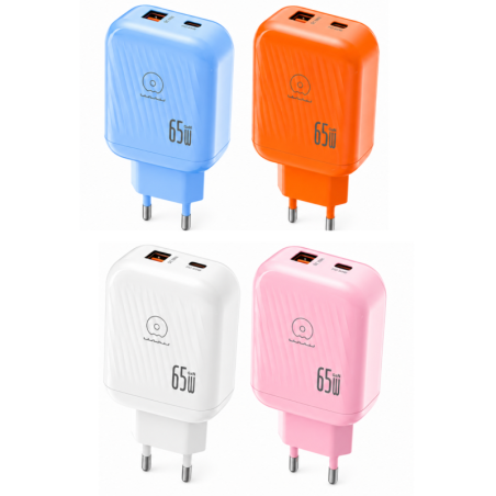 Adaptateur Secteur USB & Type-C 65W WUW-C299 - Blanc
