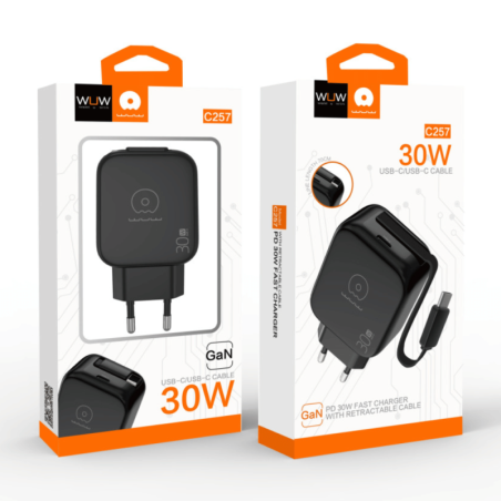 Chargeur Secteur Rapide GaN 30W USB-C avec Câ | Smarty Paris