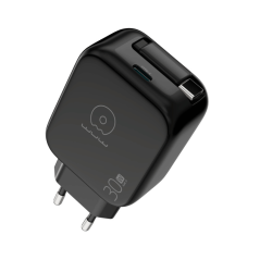 Chargeur Secteur Rapide GaN 30W USB-C avec Câble USB-C Rétractable Intégré WUW-C257 - Noir