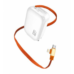Chargeur Secteur Rapide GaN 65W avec Câble 2-en-1 USB-C / Lightning 1M WUW-C266 - Blanc