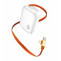 Chargeur Secteur Rapide GaN 65W avec Câble 2-en-1 USB-C / Lightning 1M WUW-C266 - Blanc