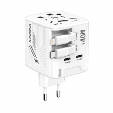 Adaptateur de Voyage Universel GaN 40W avec C | Smarty Paris
