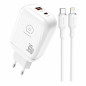 Kit Chargeur Rapide GaN 30W USB-C + USB-A avec Câble USB-C to Lightning 1M WUW-T115 - Blanc