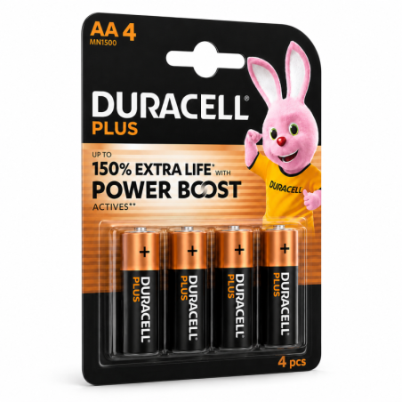 Piles Alcalines AA Duracell Plus Power Boost MN1500 x 4pcs