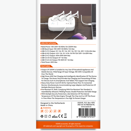 Prises Secteur 65W PD QC3.0 XSSIVE XSS-SOCKET3