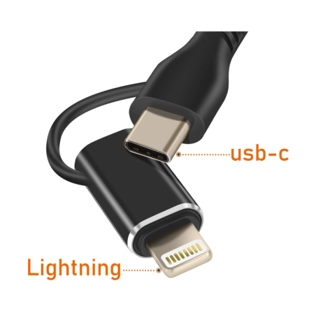 Câble Type-C / Lightning PD 35W Chargement rapide LinQ CL7872 - 1.2M - Noir