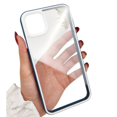 Coque de Protection Transparent avec Cadre de Couleur Contrastée pour iPhone - Bleu Foncé