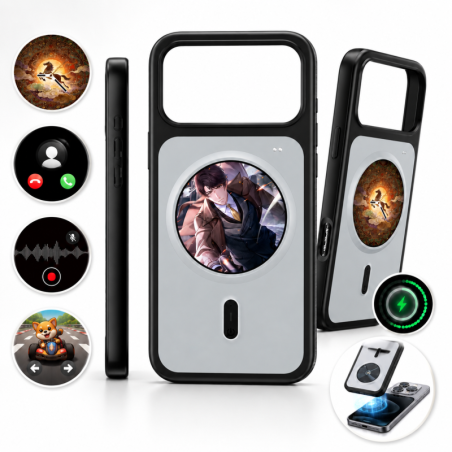 Coque de Protection iPhone Écran HD 1,85'' Notifications Appels Enregistrement Jeux Contrôle Musique Caméra -Noir