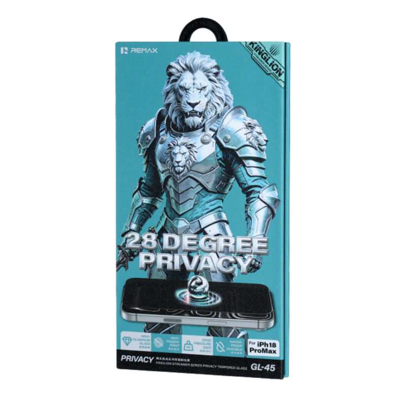 Verre Trempé Anti-Espion 28° Haute Résistance Série Kinglion Streamer pour iPhone 11 à 18 REMAX GL-45