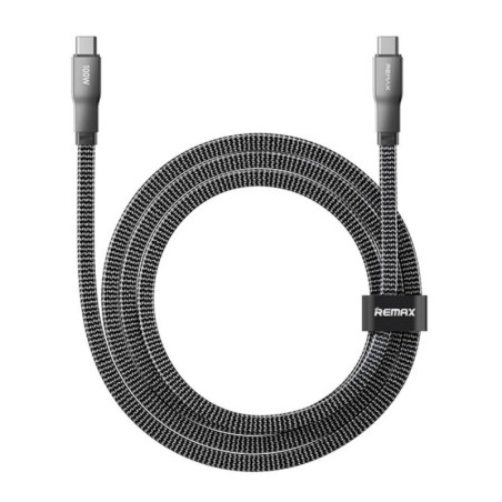 Câble de Charge Rapide Type-C vers Type-C 100W Tressé en Alliage de Zinc REMAX CB37 1,2 m - Noir