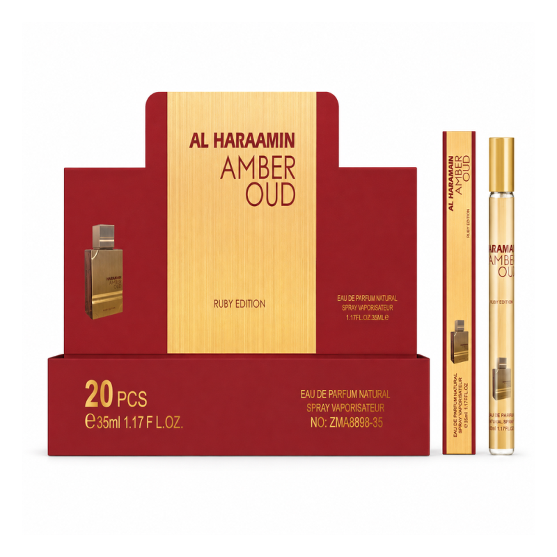 Eau de Parfum Al Haramain Amber Oud Ruby Edition - Boîte de 20 flacons de 35 ml