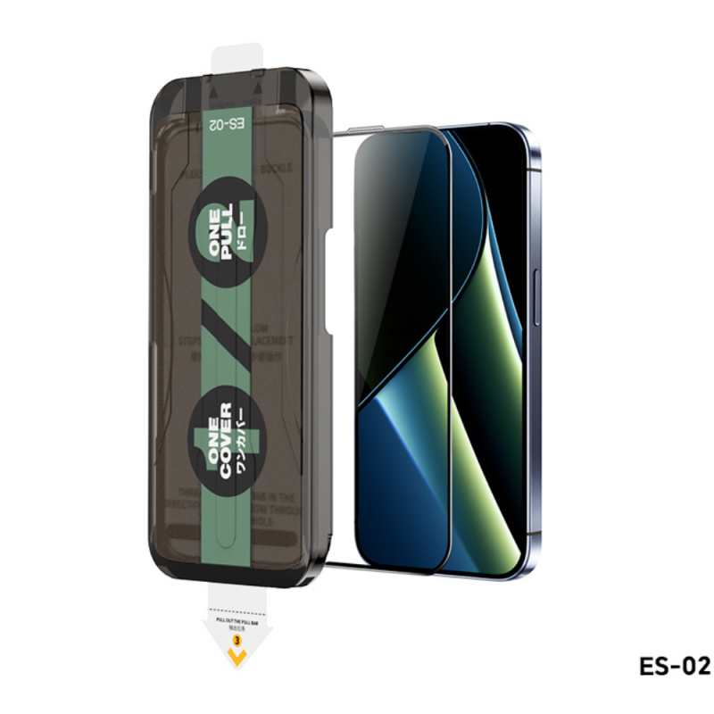 Verre Trempé Privacy Anti Espion avec Kit Pose Auto REMAX ES-02 pour iPhone 15 - IPhone 17