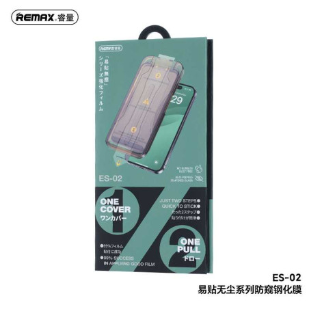 Verre Trempé Privacy Anti Espion avec Kit Pose Auto REMAX ES-02 pour iPhone 15 - IPhone 17