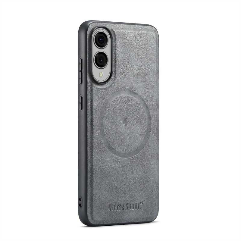 Coque De Protection En Cuir Avec Magsafe Pour Samsung - Gris Coque De Protection En Cuir Avec Magsafe Pour Samsung - Gris