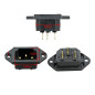 Prise d’Alimentation IEC, Connecteur 3 Broches à Montage Panneau avec Encoche, 38 × 21 × 19 mm, Noir