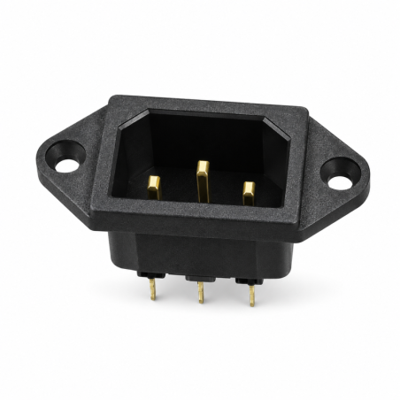 Prise d’Alimentation IEC, Connecteur 3 Broches à Montage Panneau avec Encoche, 38 × 21 × 19 mm, Noir