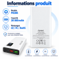 Batterie externe D-power P8286 – 20 000 mAh 22,5 W Blanc Batterie externe D-power P8286 – 20 000 mAh 22,5 W Blanc