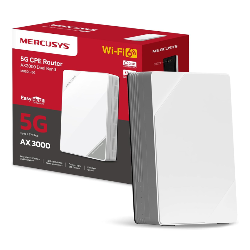 Mercusys 5G WiFi 6 AX3000 Dual-Band Router Adapter MB520-5G