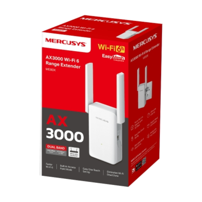 Mercusys Répéteur WiFi 6 AX3000 ME80X – 3 000 Mbps Mercusys Répéteur WiFi 6 AX3000 ME80X – 3 000 Mbps