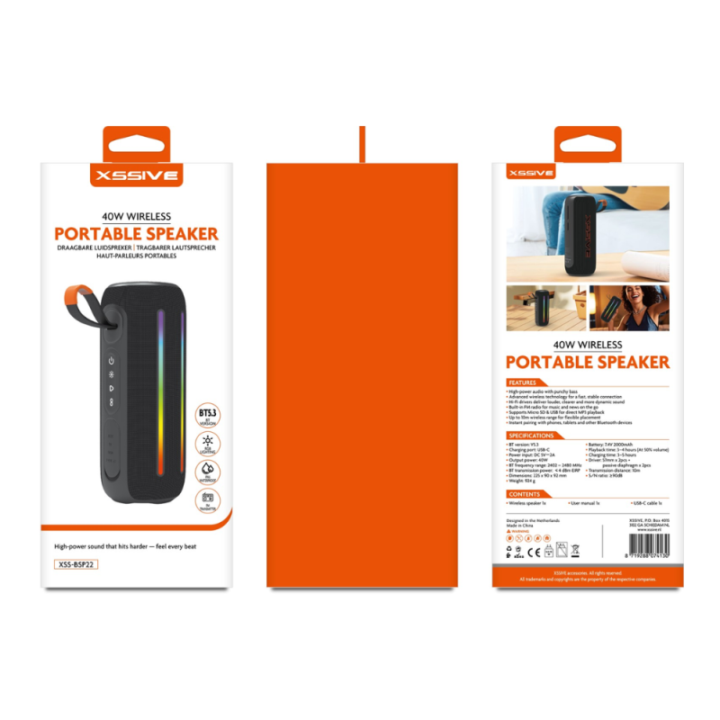 XSSIVE Portable Wireless Speaker 40 W XSS-BSP22 – Black XSSIVE Portable Wireless Speaker 40 W XSS-BSP22 – Black