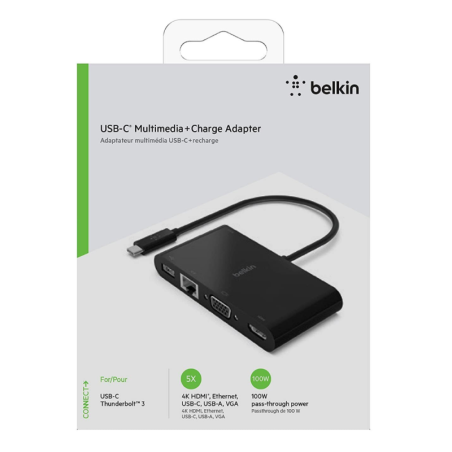 Belkin USB-C 4-in-1 Multimedia Adapter AVC004BTBK – 100 W