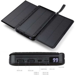 Solar Power Bank 10,000 mAh Black