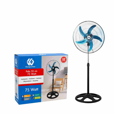 Ventilateur sur pied – 45 cm noir 3 vitesses oscillant 60 W