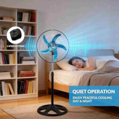 Ventilateur sur pied 45 cm noir | Smarty