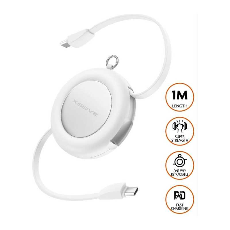 Xssive Retractable USB-C to USB-C Cable XSS-RTCC-1M – 1 m white Xssive Retractable USB-C to USB-C Cable XSS-RTCC-1M – 1 m white