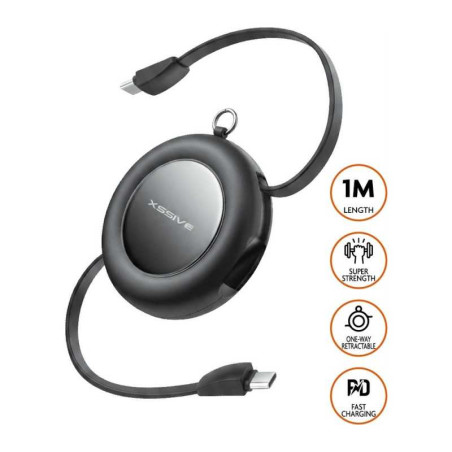 Xssive Retractable USB-C to USB-C Cable XSS-RTCC-1M – 1 m black
