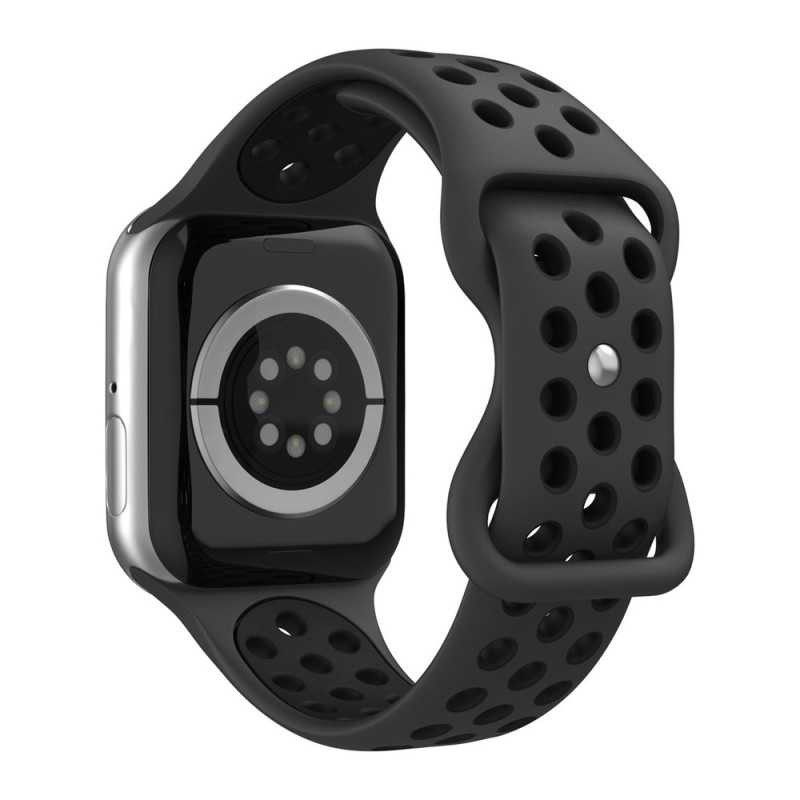 Xssive Bracelet silicone nid d’abeille pour Apple Watch – 44/45/46/49 mm noir