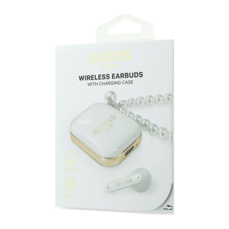 GUESS TWS Earbuds Pearl Strap GUTWSLD2HSPEH – White