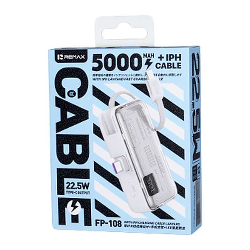 REMAX Batterie externe FP-108 – 5 000 mAh 22,5 W USB-C et Lightning blanc REMAX Batterie externe FP-108 – 5 000 mAh 22,5 W USB-C et Lightning blanc