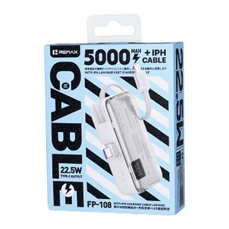REMAX Power Bank FP-108 – 5,000 mAh 22.5 W USB-C and Lightning white