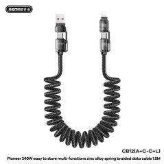 REMAX CB12 4-in-1 Cable 240 W 1.5 m Black | Smarty