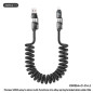 REMAX Câble CB12 4-en-1 spiralé – USB-A/USB-C vers USB-C/Lightning 240 W 1,5 m Noir