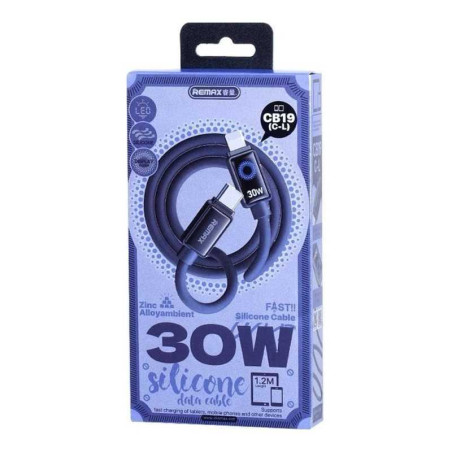 REMAX Light-Up Cable CB19 USB-C to Lightning – 30 W 1.2 m Peacock Blue