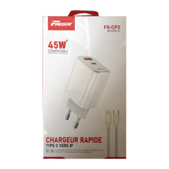 Chargeur FASR FS-CP2 45 W USB-A USB-C blanc