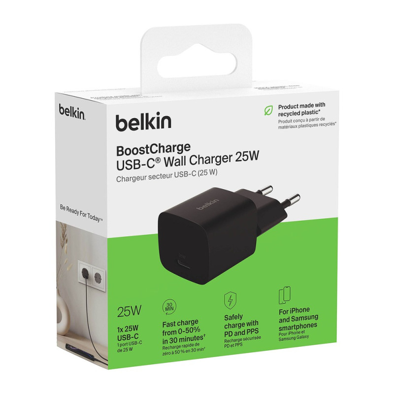 Belkin USB-C Wall Charger 25 W – WCA012kqBK Black Belkin USB-C Wall Charger 25 W – WCA012kqBK Black