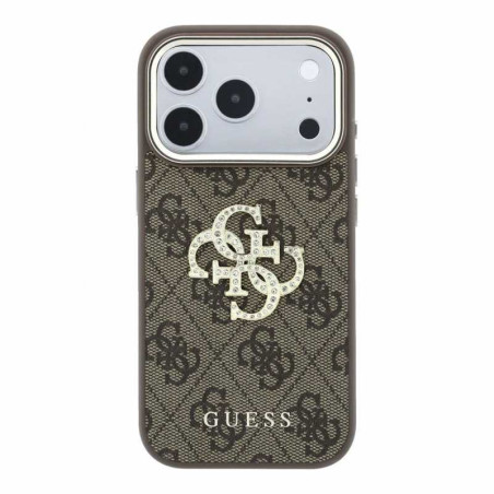 Guess 4G PU Big Strass Logo – Case for iPhone 18 Pro / Pro Max, Brown