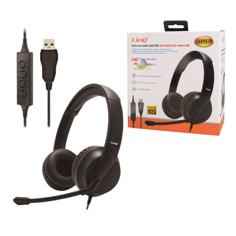Casque USB avec microphone LinQ EAR9978 – Noir