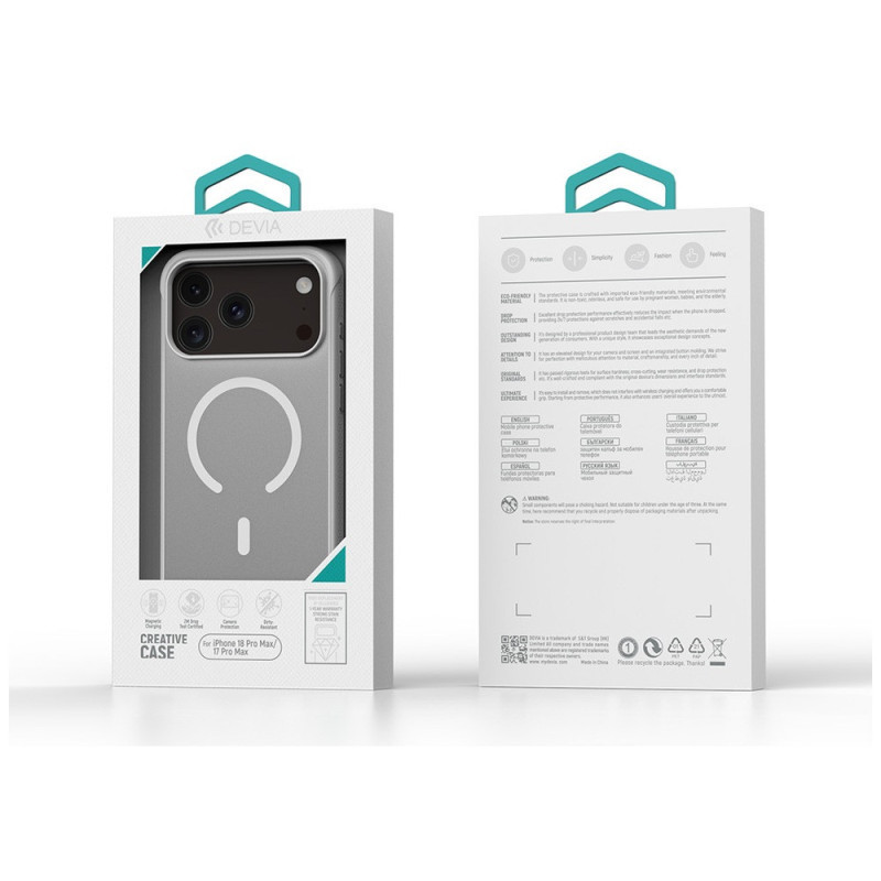 Devia Shield – Coque magnétique pour iPhone 18 Pro / Pro Max, blanc