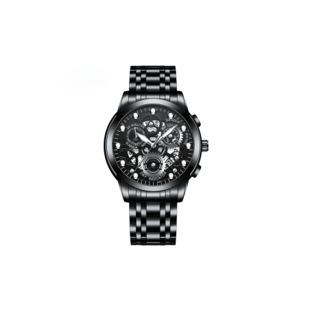 Montre Homme Lumineux Étanche en Acier Inoxydable 2451HH - Noir | Smarty Paris