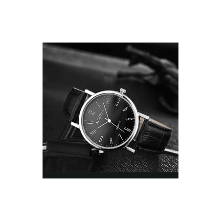 Montre à Quartz pour Hommes Modiya Bracelet en Cuir PU Chiffre Numérique Noir | Smarty Paris
