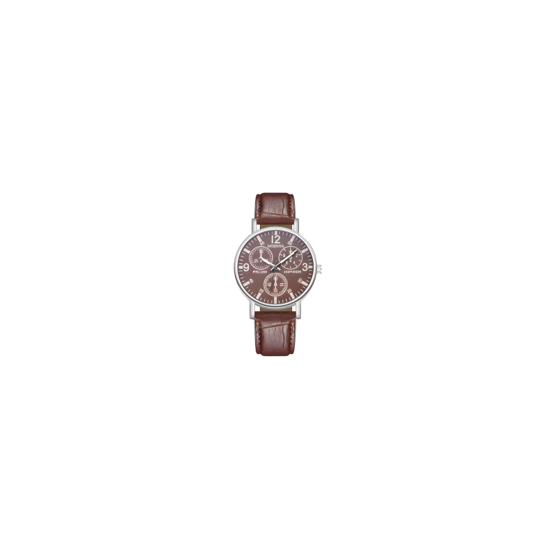 Montre à Quartz pour Hommes Modiya Bracelet en Cuir PU avec 3 Petit Cadran Modèle 999 Marron
