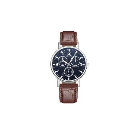 Montre à Quartz pour Hommes Modiya Bracelet en Cuir PU avec 3 Petit Cadran Modèle 999 Noir Marron | Smarty Paris