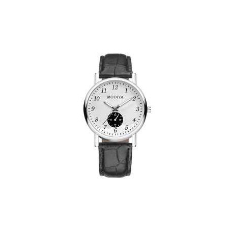Montre à Quartz pour Hommes Modiya Bracelet en Cuir PU avec Petit Cadran Blanc Noir | Smarty Paris